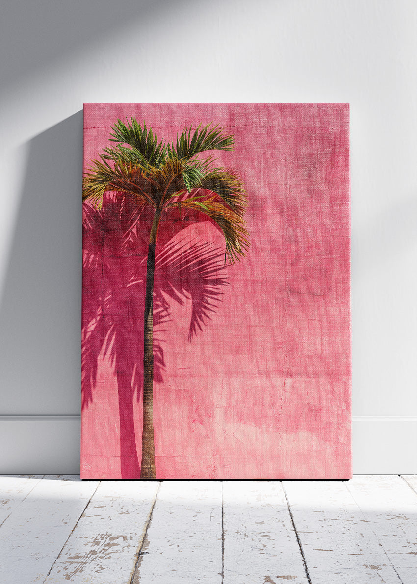 Minimal Palm Tree Pink Wall Canvas & Poster Print – AI PRINT LAB