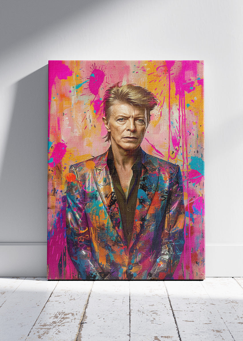 David Bowie Colour Splash Portrait Wall Art Poster & Canvas Print – Modern Pop Art Music Icon