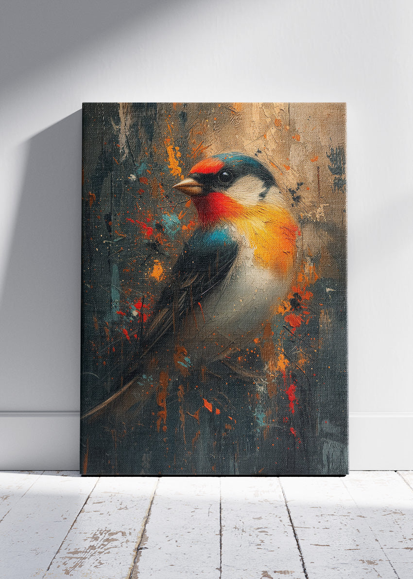 Colorful Songbird Poster & Canvas Print – Expressive Modern Bird Wall Art