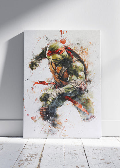 Raphael Ninja Turtle Action Splash Canvas & Poster Print – AI PRINT LAB