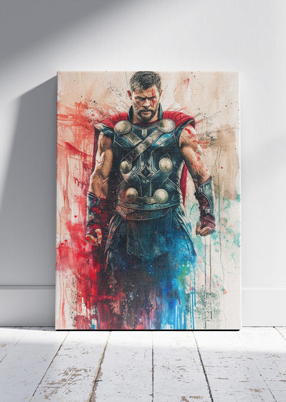 Thunder God Warrior Splash Art Canvas & Poster Print – AI PRINT LAB