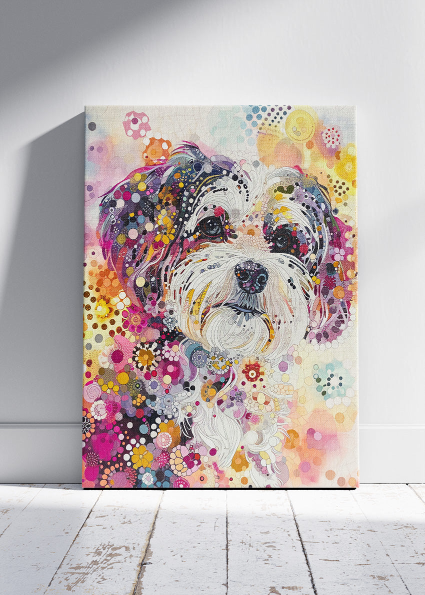 Abstract Dog Portrait Poster & Canvas Print – Colourful Modern Pet Wall Art