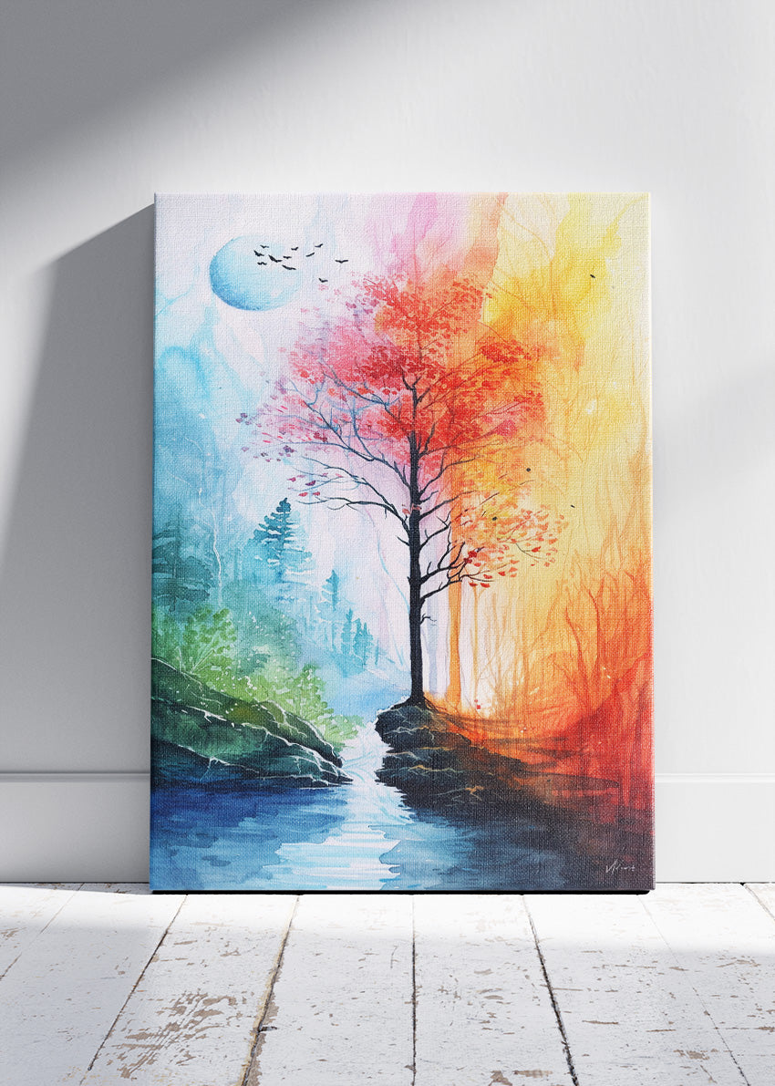 Four Seasons Tree Landscape Canvas & Poster Print – AI PRINT LAB