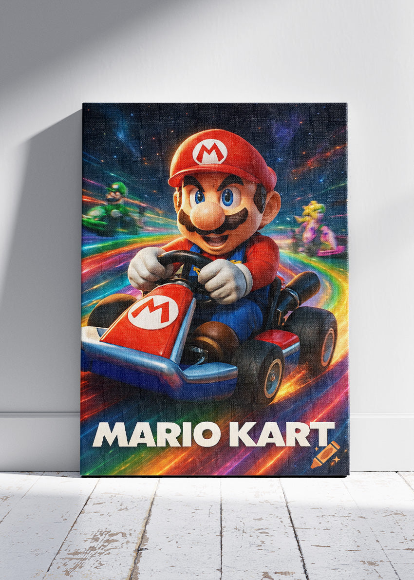 Mario Kart Wall Art Poster & Canvas – Rainbow Speed Racing Gaming Artwork