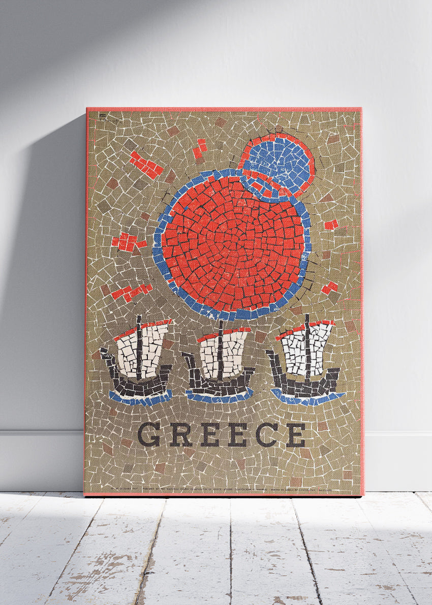 Greece Mosaic Art Poster & Canvas Print – Ancient Tile Style Illustration