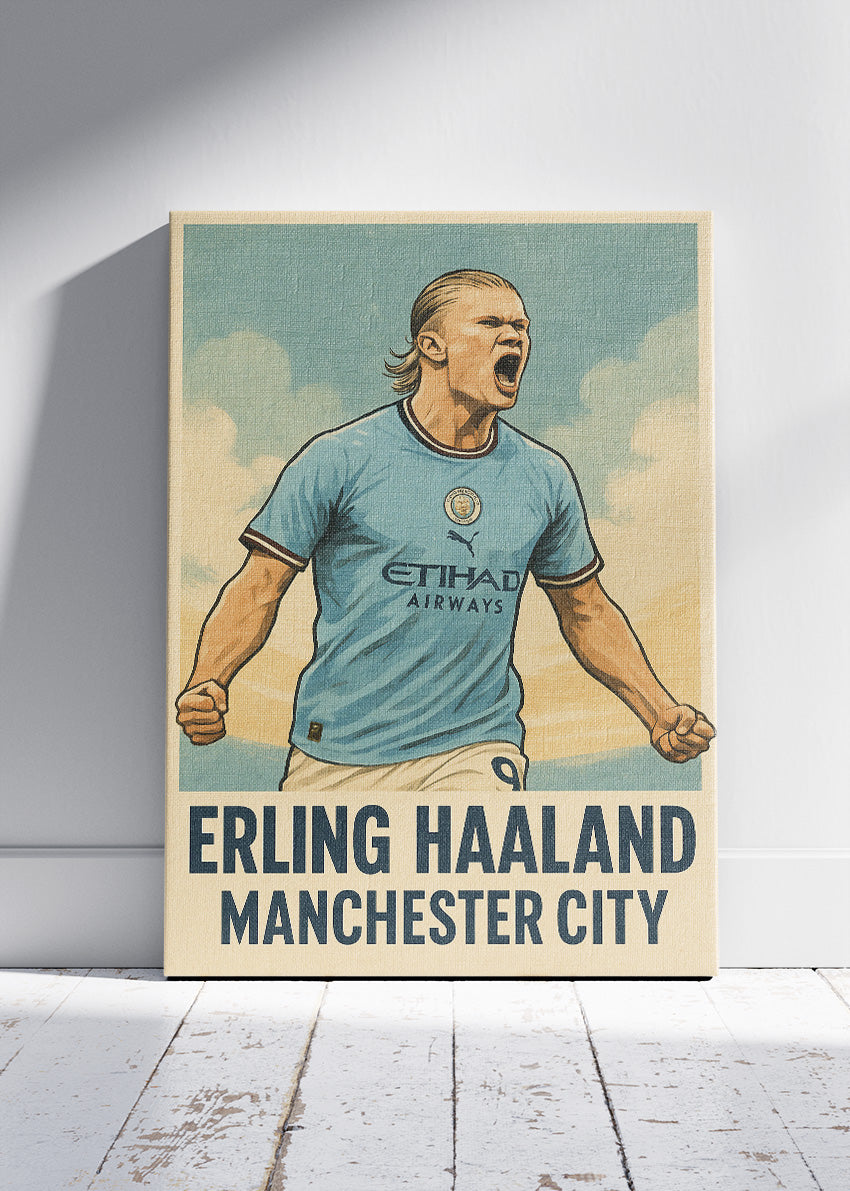 Erling Haaland Manchester City Football Wall Art | Elite Goal Machine Poster & Canvas