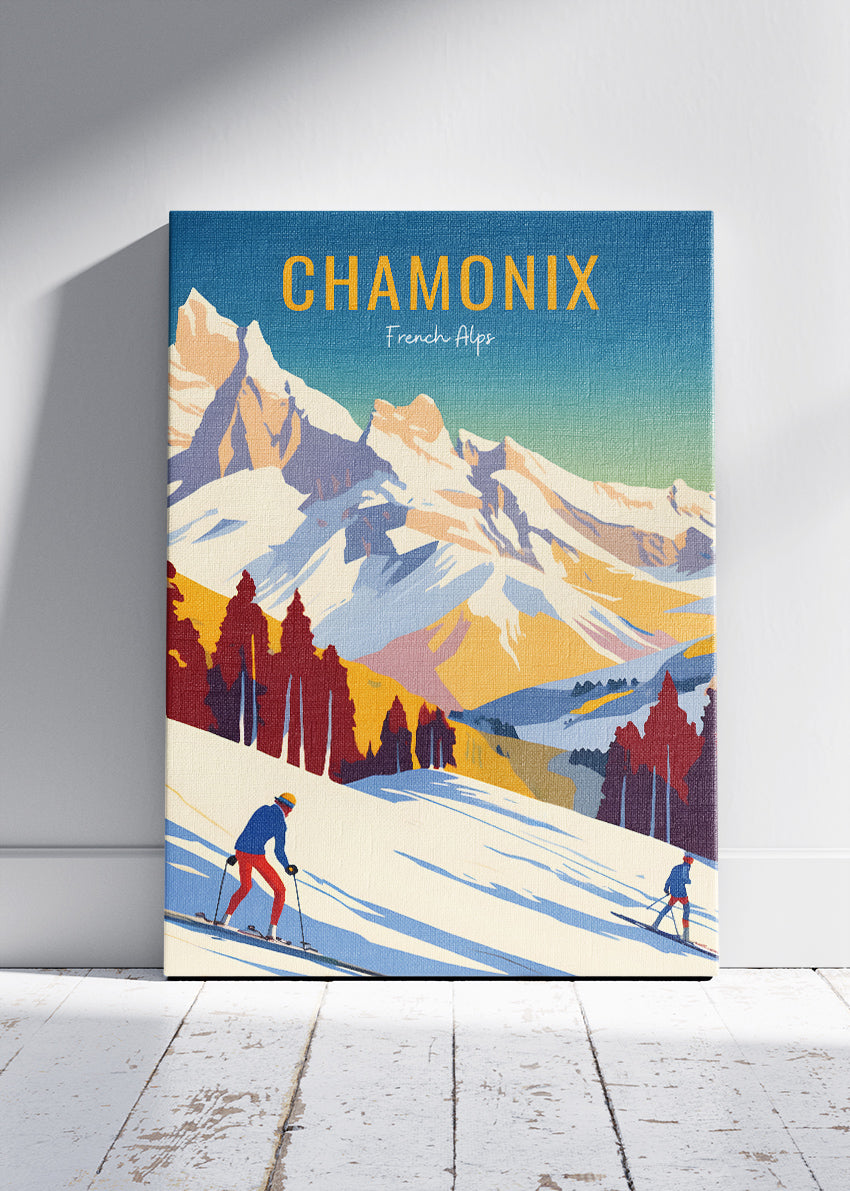 Chamonix French Alps Poster & Canvas Print – Vintage Ski Mountain Art