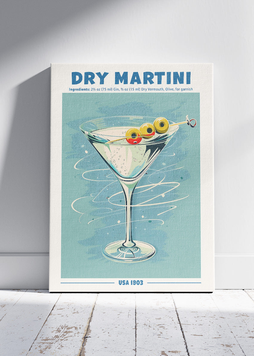 Dry Martini Poster & Canvas Print | Vintage Cocktail Wall Art