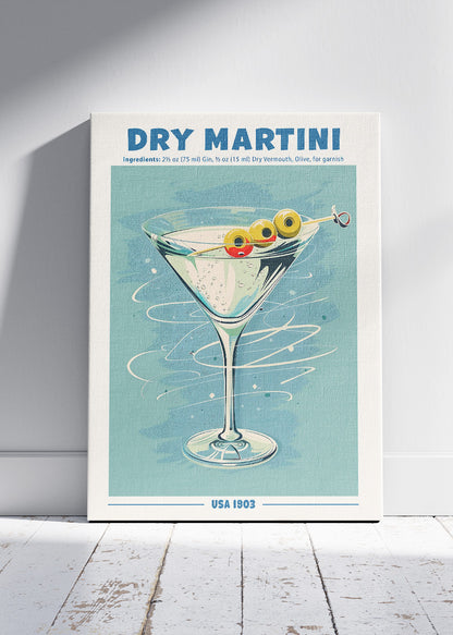 Dry Martini Poster & Canvas Print | Vintage Cocktail Wall Art