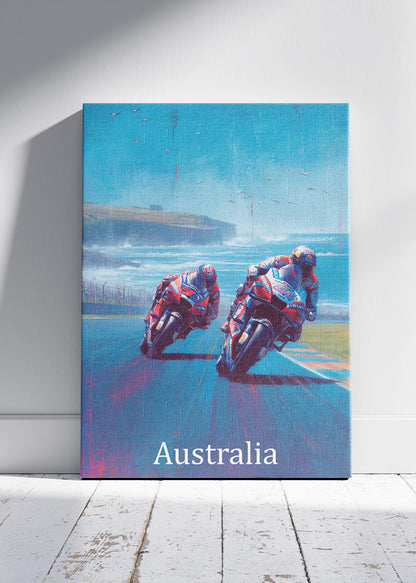 Australia MotoGP Coastal Speed Motorcycle Racing Wall Art Poster & Canvas