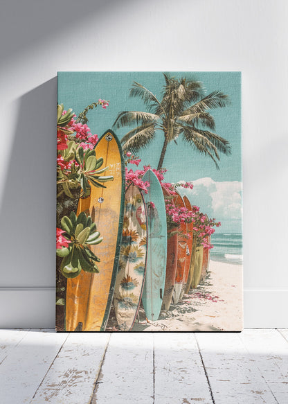 Tropical Surfboard Paradise – Palm Beach Coastal Canvas & Poster Print – AI PRINT LAB