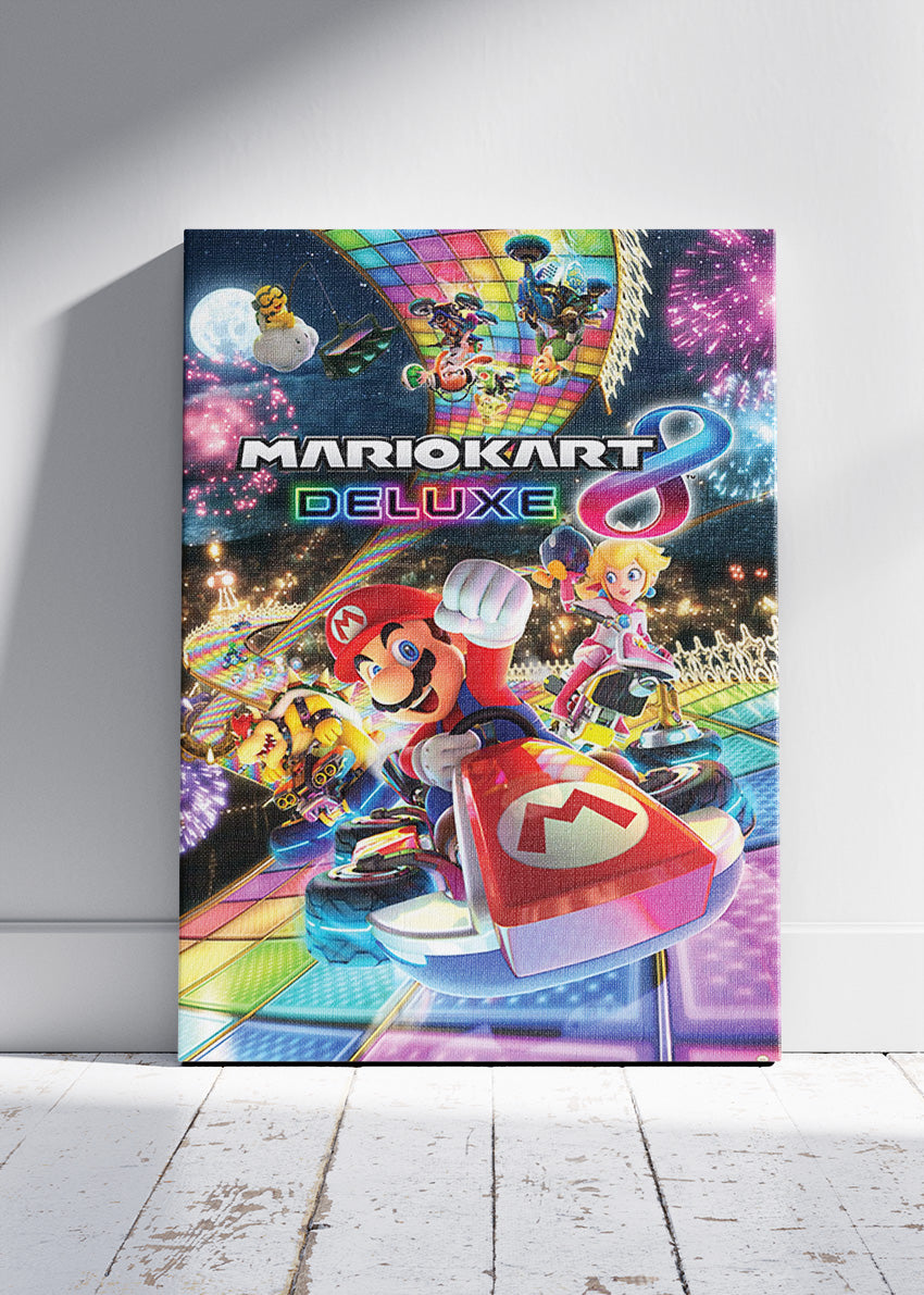 Mario Kart 8 Deluxe Wall Art Poster & Canvas – Rainbow Road Racing Gaming Artwork