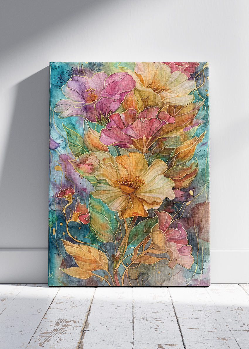 Elegant Watercolor Floral Bouquet Canvas & Poster Print – AI PRINT LAB