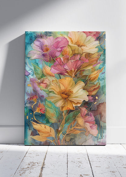Elegant Watercolor Floral Bouquet Canvas & Poster Print – AI PRINT LAB