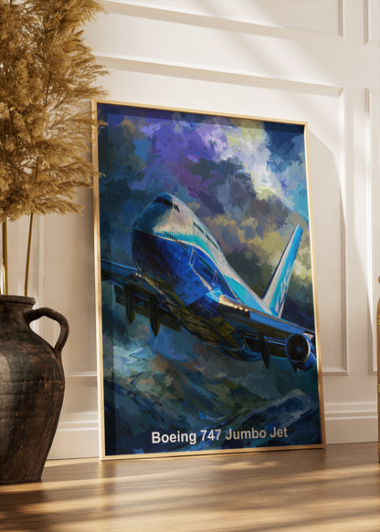 Boeing 747 Jumbo Jet Poster & Canvas Print – Dramatic Sky Aviation Art – Aiprintlab