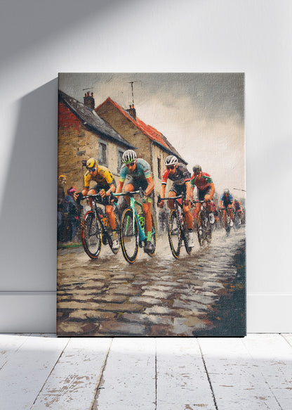 Classic Road Race Cycling Art Print & Canvas – Cobblestone Bicycle Wall Art