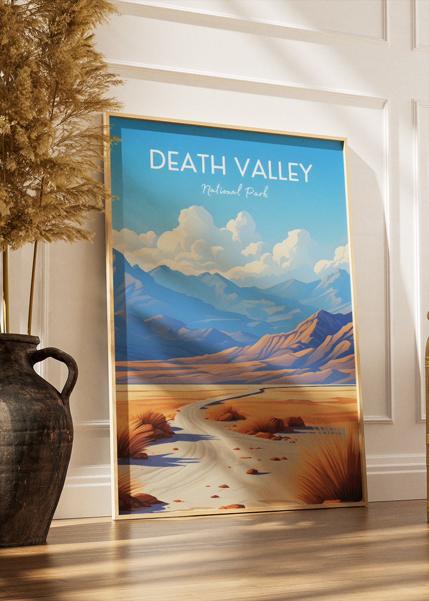 Death Valley National Park Poster & Canvas Print – Desert Landscape Illustration Wall Art