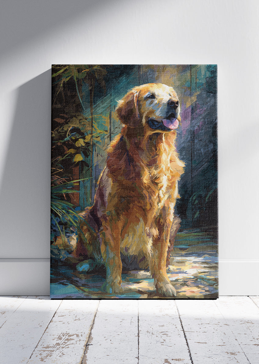 Golden Retriever Wall Art Poster & Canvas Print – Warm Painterly Dog Illustration