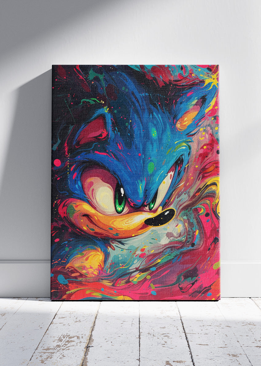 Sonic the Hedgehog Abstract Wall Art Poster & Canvas – Expressive Modern Gaming Artwork