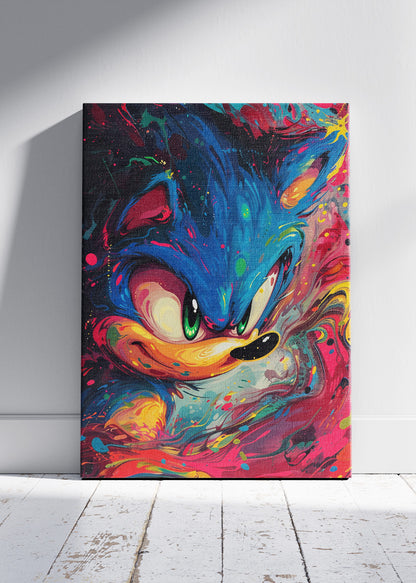 Sonic the Hedgehog Abstract Wall Art Poster & Canvas – Expressive Modern Gaming Artwork