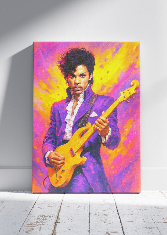 Prince Purple Rain Guitar Portrait – Iconic Music Legend Wall Art Poster & Canvas