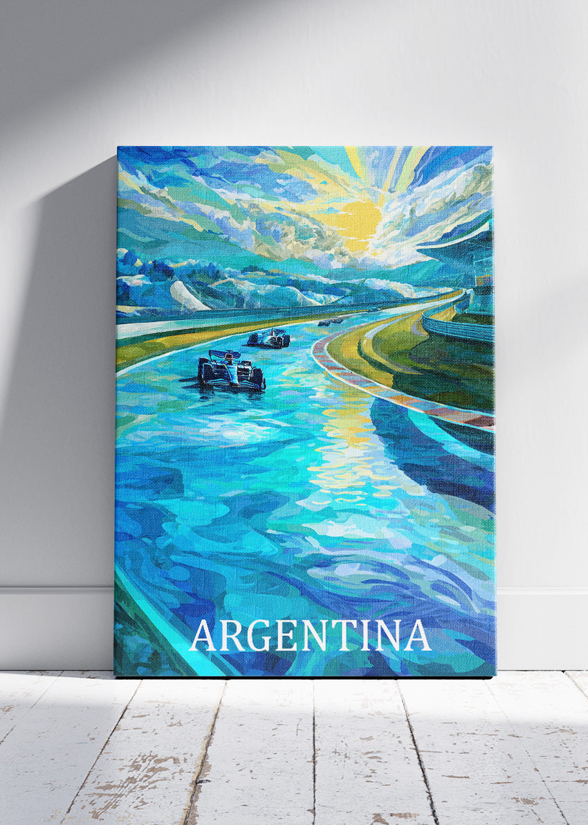 Argentina Formula Racing Blue Horizon Poster & Canvas Print | Expressive Motorsport Wall Art