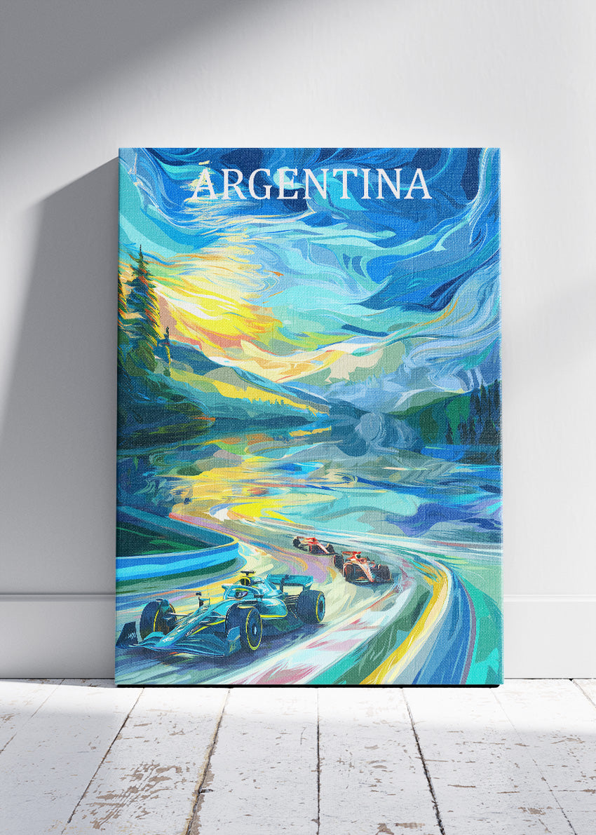 Argentina Formula Racing Abstract Poster & Canvas Print | Artistic Motorsport Wall Art