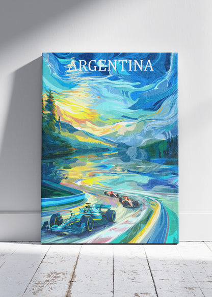 Argentina Formula Racing Abstract Poster & Canvas Print | Artistic Motorsport Wall Art