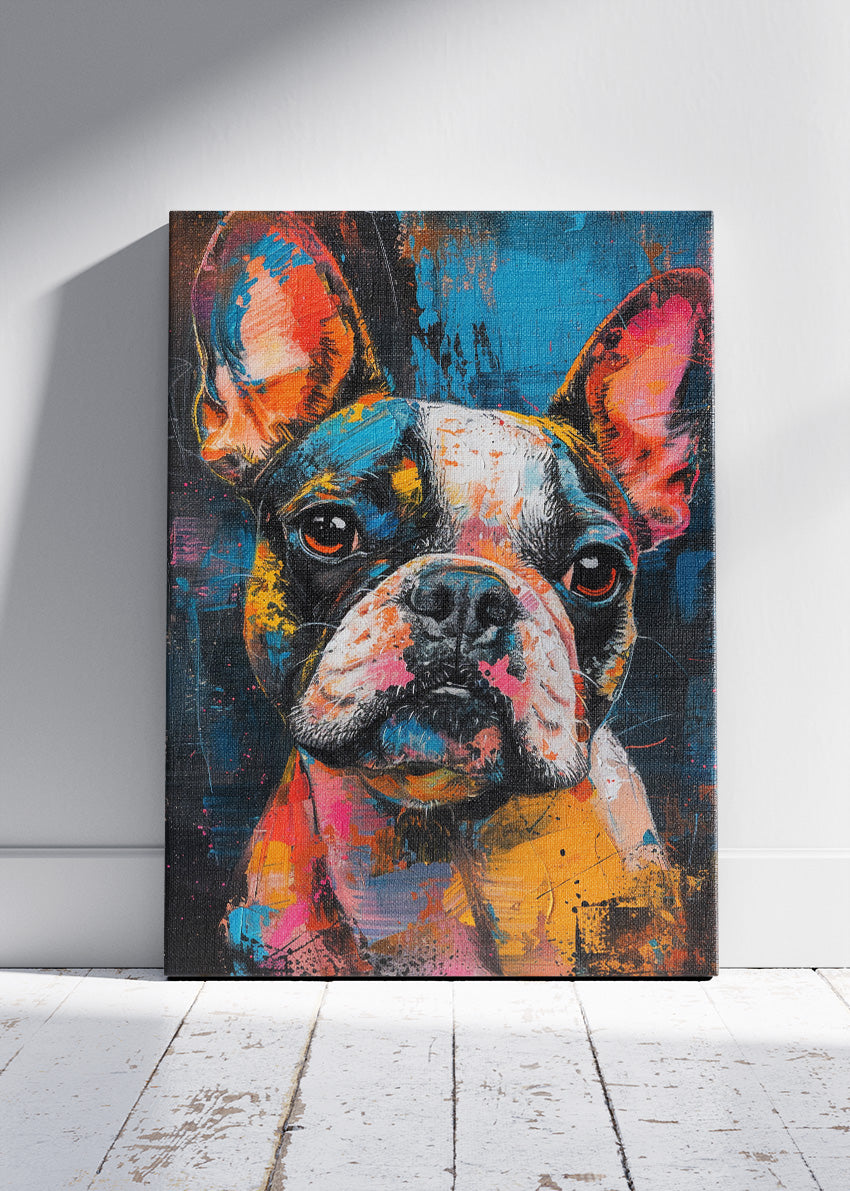 Colorful French Bulldog Wall Art Poster & Canvas Print – Modern Dog Street Art