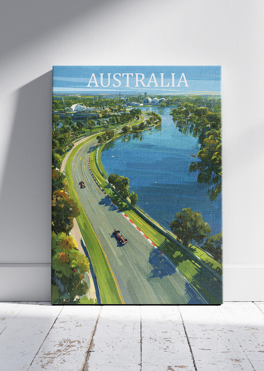 Australia Formula Racing Aerial Poster & Canvas Print | Scenic Motorsport Wall Art