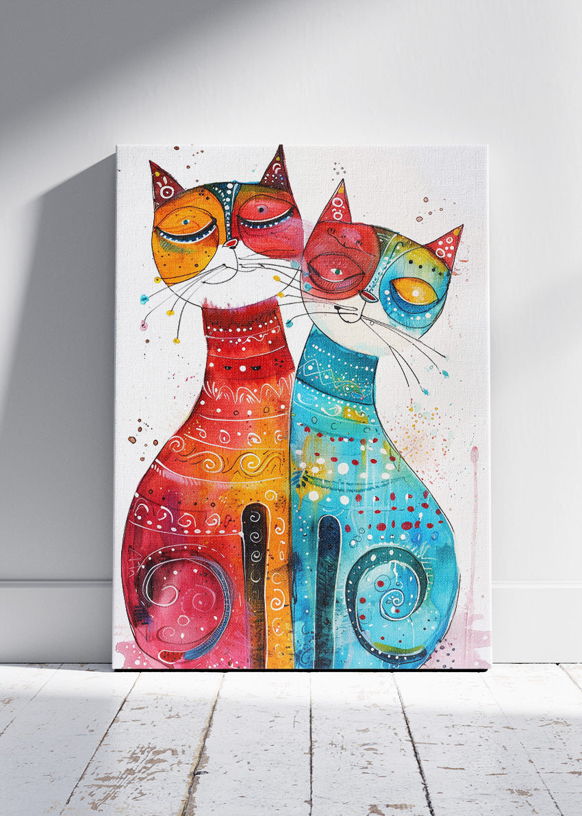 Colorful Cats Poster & Canvas Print – Vibrant Abstract Feline Art