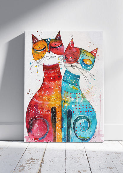 Colorful Cats Poster & Canvas Print – Vibrant Abstract Feline Art