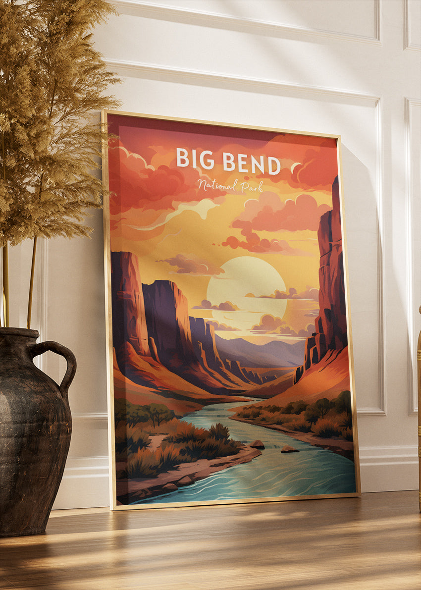 Big Bend National Park Poster & Canvas Print – Retro Desert Canyon Wall Art