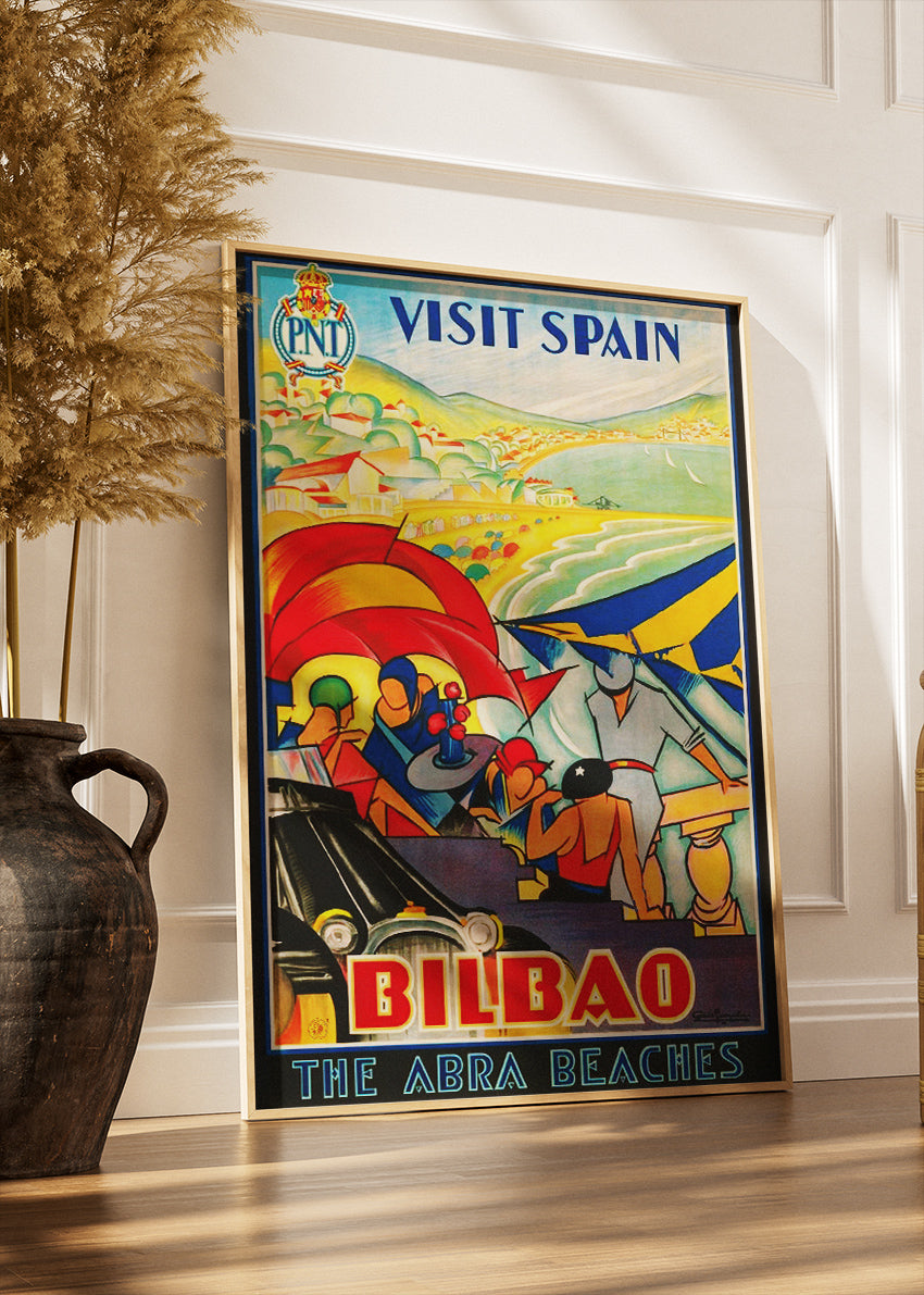 Bilbao Spain Poster & Canvas Print – Vintage Abra Beaches Travel Art