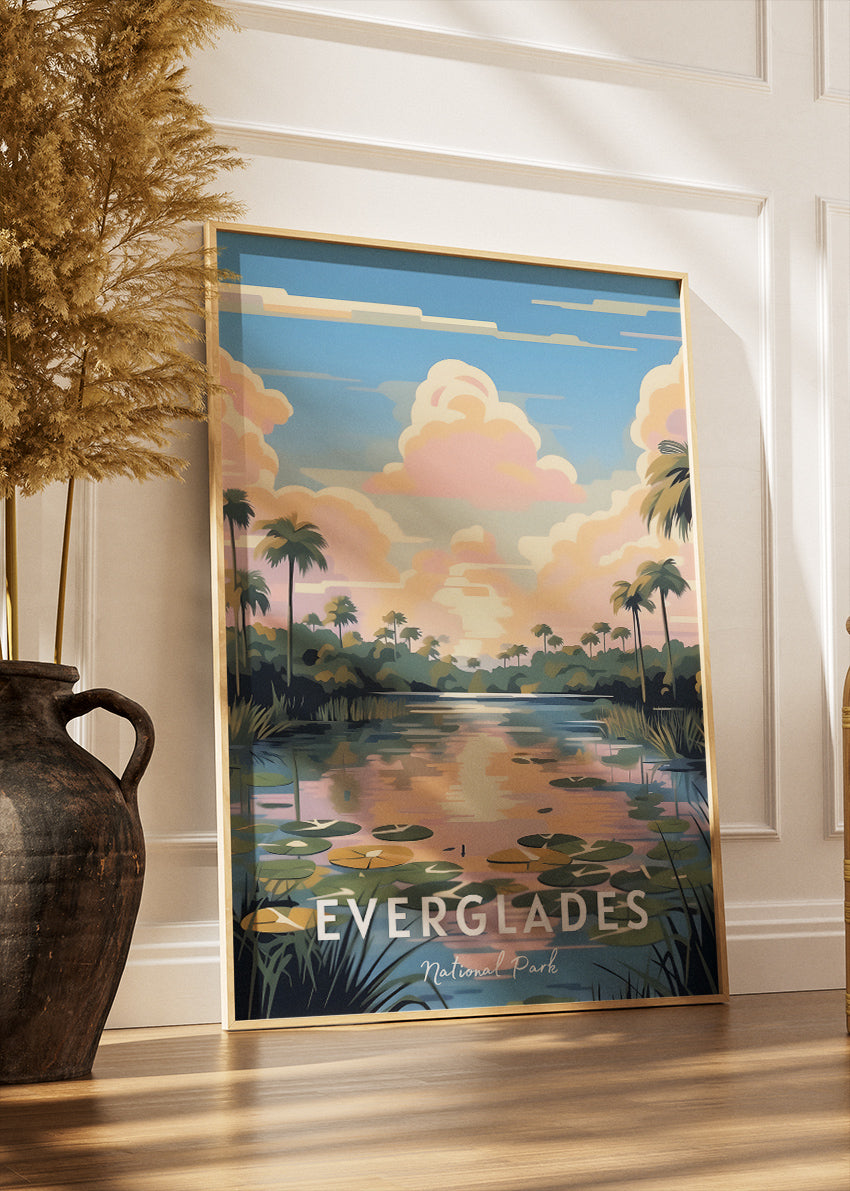 Everglades National Park Poster & Canvas Print – Tropical Wetlands Landscape Illustration Wall Art