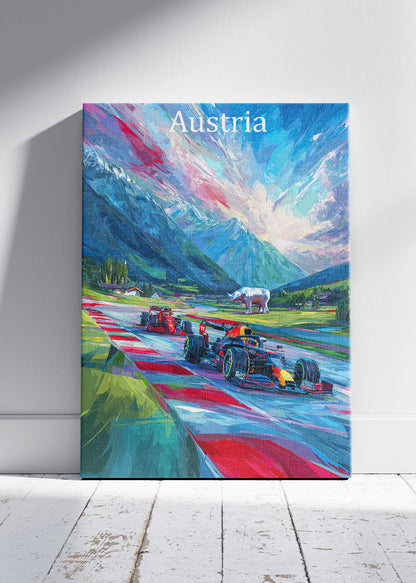 Austria Formula Racing Poster & Canvas Print | Expressive Alpine Motorsport Wall Art