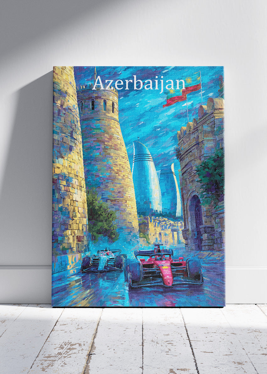 Azerbaijan Formula Racing Poster & Canvas Print | Baku Street Circuit Motorsport Wall Art