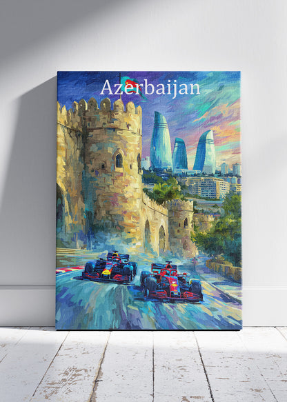 Azerbaijan Grand Prix Wall Art Poster & Canvas | Baku Formula 1 Racing Cityscape Print