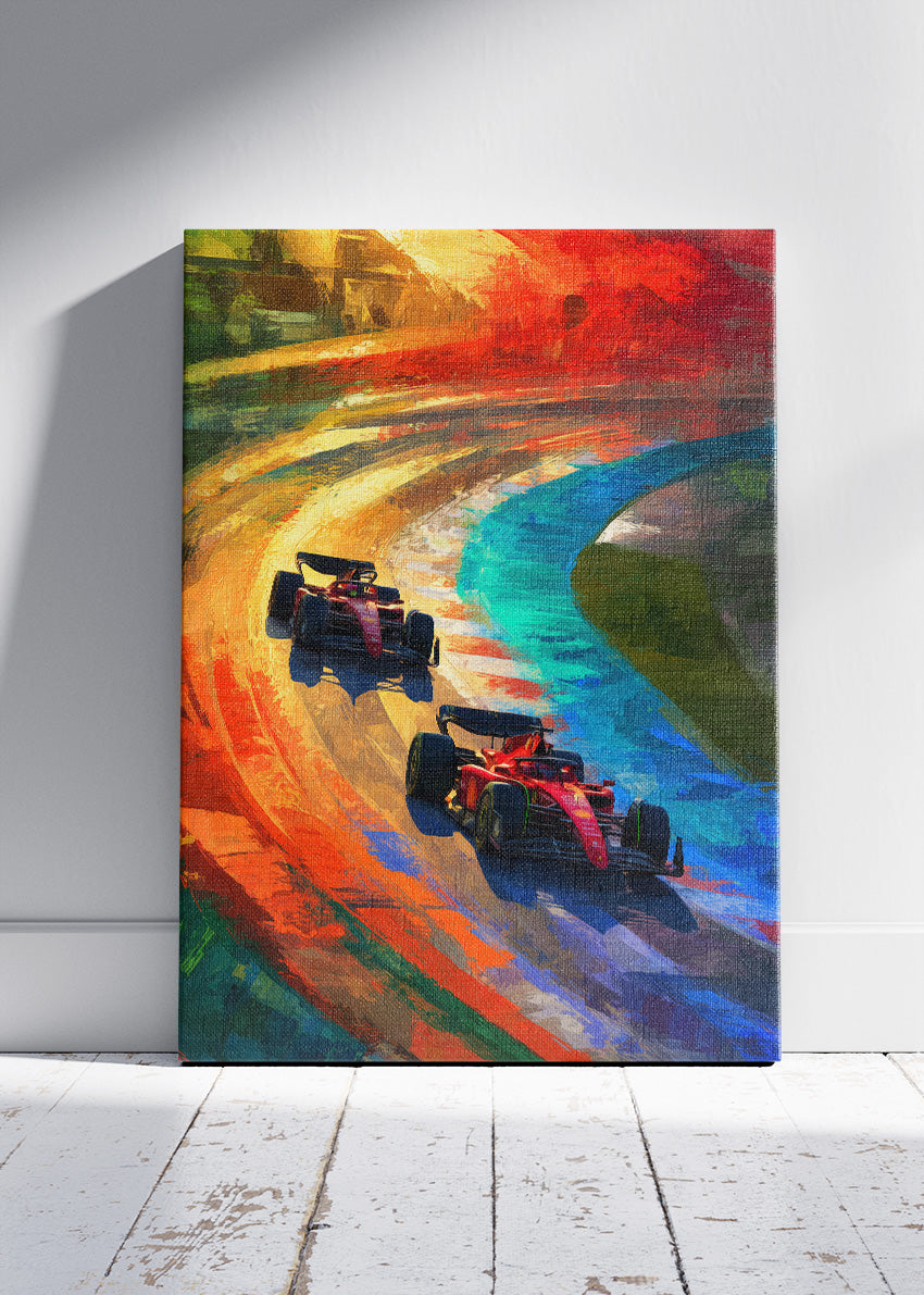 Formula 1 Color Motion Poster Canvas Print – Abstract Racing Wall Art – AI PRINT LAB