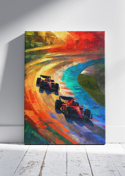 Formula 1 Color Motion Poster Canvas Print – Abstract Racing Wall Art – AI PRINT LAB
