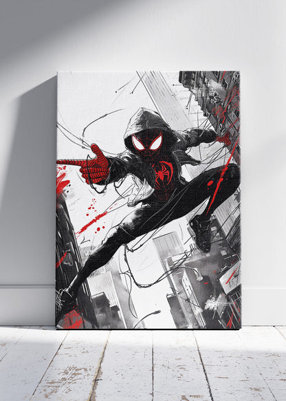 Spider-Man Miles Morales – Urban Red Street Art Canvas & Poster Print – AI PRINT LAB