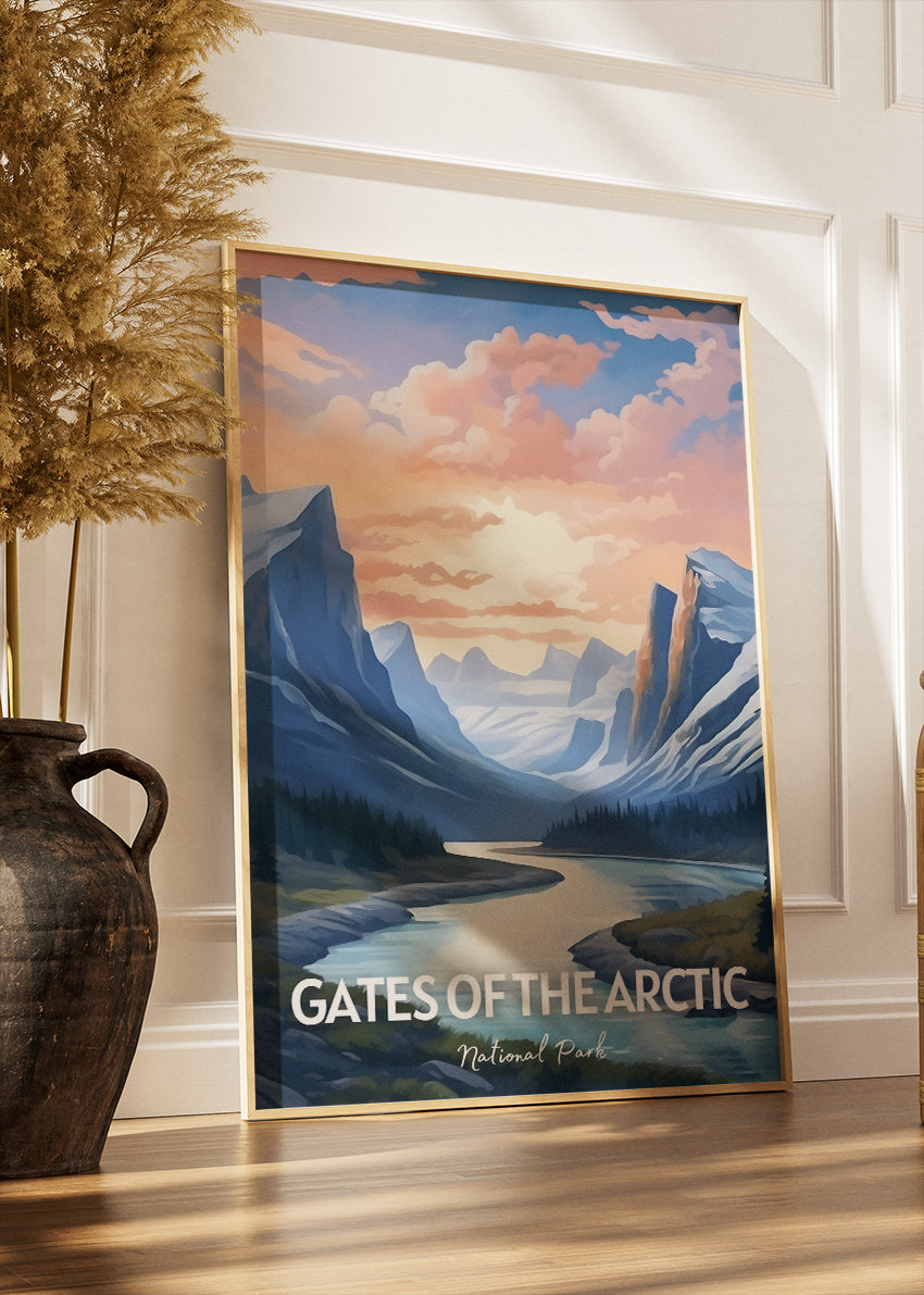 Gates of the Arctic National Park Poster & Canvas Print – Arctic Mountain Landscape Illustration Wall Art
