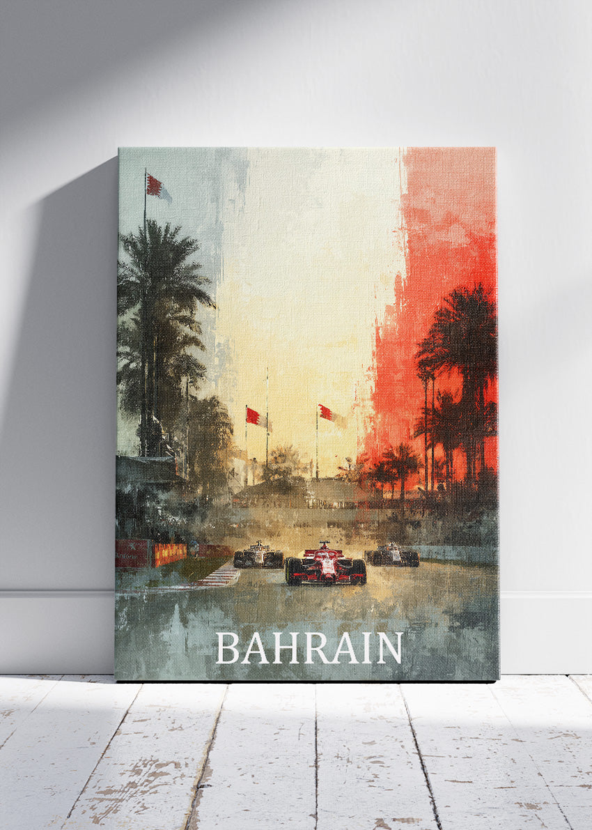 Bahrain Formula 1 Racing Poster & Canvas | Atmospheric Motorsport Wall Art