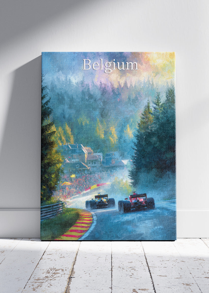 Belgium Formula 1 Spa Racing Poster & Canvas | Atmospheric Motorsport Wall Art