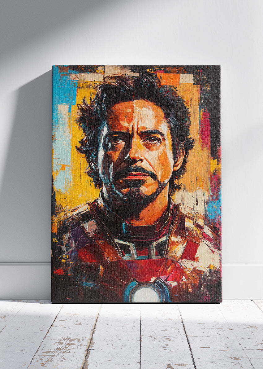 Iron Man Tony Stark – Modern Abstract Portrait Canvas & Poster Print – AI PRINT LAB