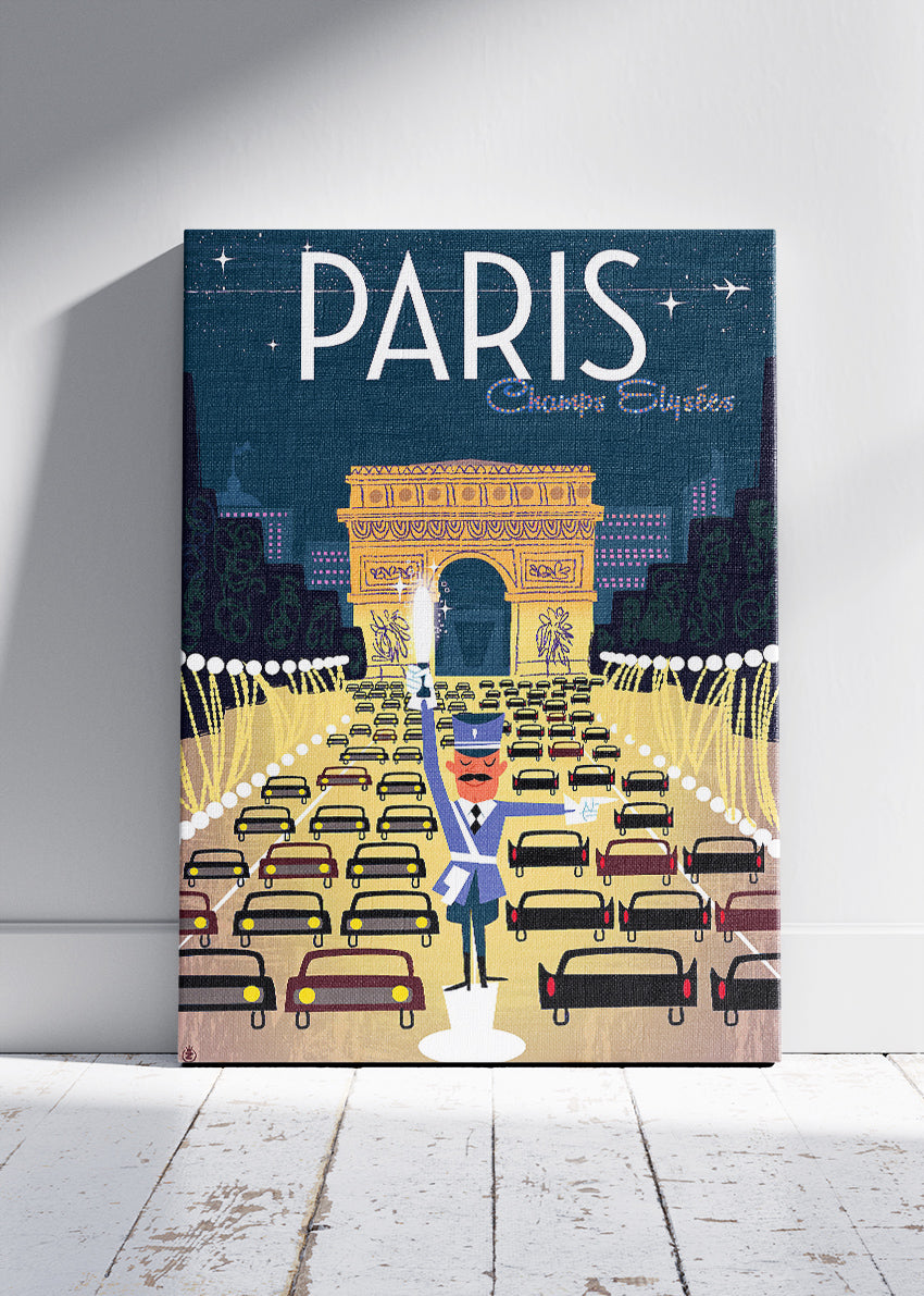 Paris France Poster & Canvas Print – Vintage Champs-Élysées Retro Art