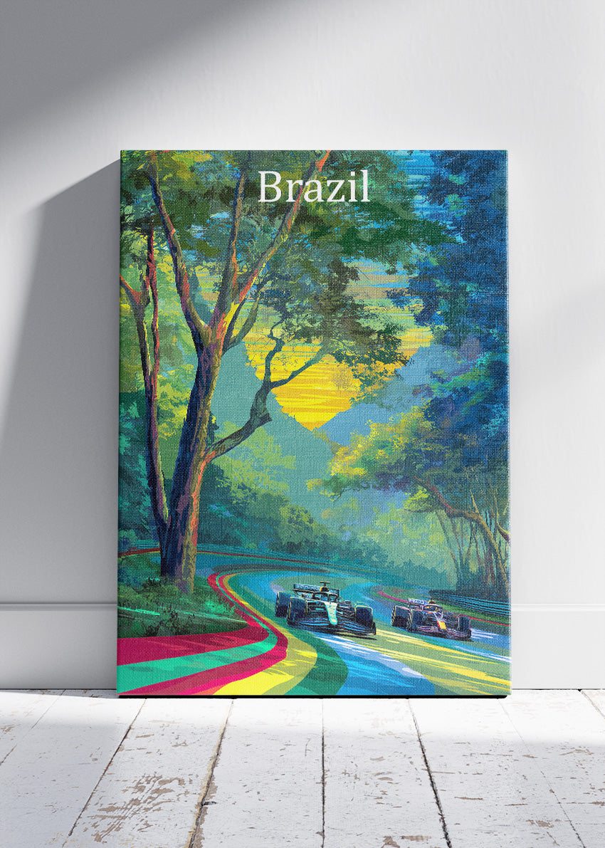 Brazil Formula One Racing Poster & Canvas | Forest Circuit Motorsport Wall Art