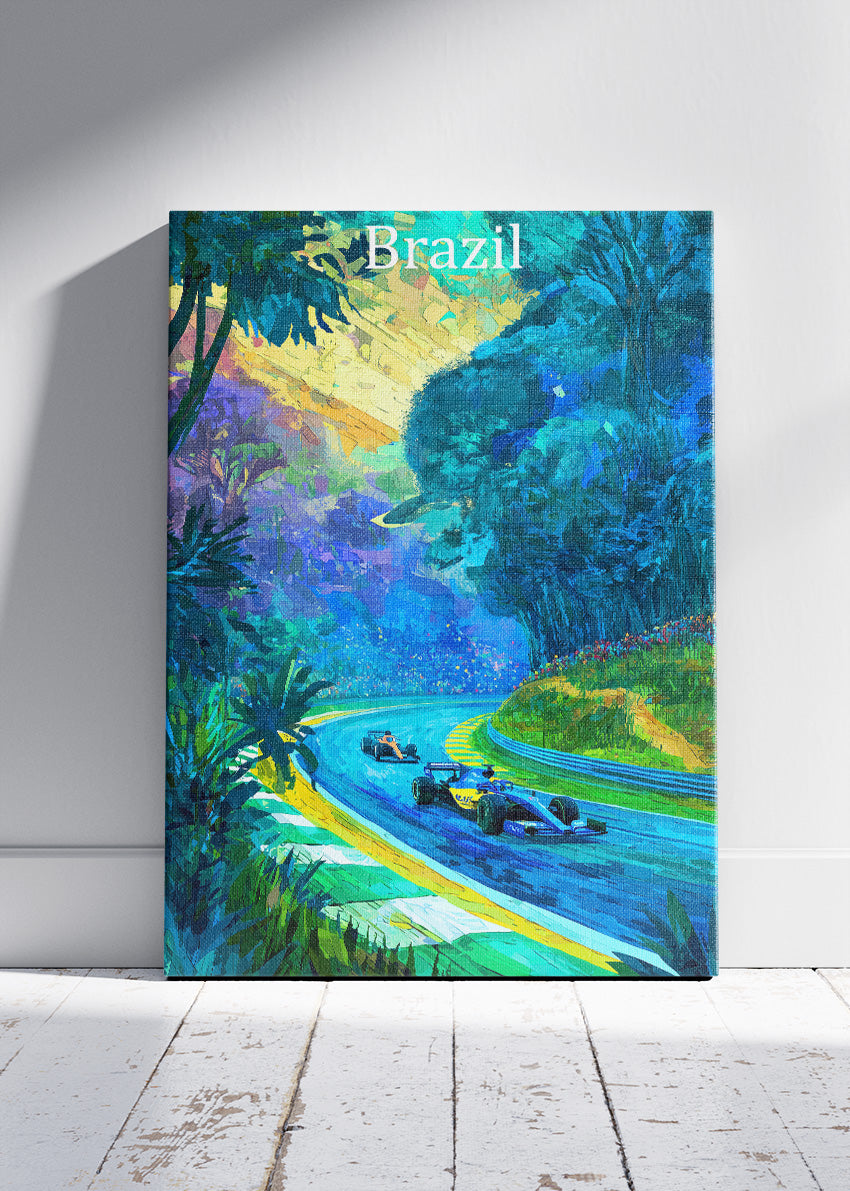 Brazil Formula One Forest Circuit Poster & Canvas | Cinematic Motorsport Wall Art