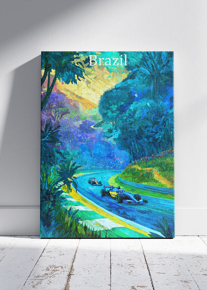 Brazil Formula One Forest Circuit Poster & Canvas | Cinematic Motorsport Wall Art