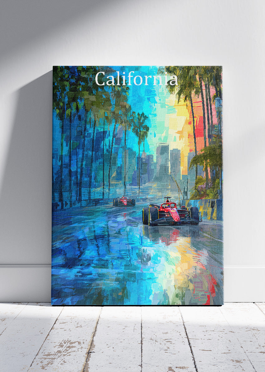 California Formula One Urban Street Circuit Poster & Canvas | Cinematic Motorsport Wall Art